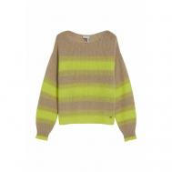 Пуловер , длинный рукав, прямой силуэт, вязаный, трикотаж, размер XL, зеленый, коричневый Cinque