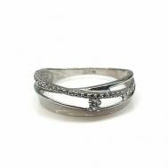Кольцо  кольцо из серебра 1101561-00775, серебро, 925 проба, родирование, размер 17.5, бесцветный POKROVSKY