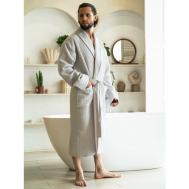 Халат , длинный рукав, банный халат, пояс/ремень, карманы, размер 52/54, серый Safia Home
