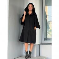 Пальто   демисезонное, шерсть, силуэт свободный, удлиненное, размер 40, черный Cinzia Rocca