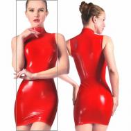 Платье-футляр вечерний, бельевой стиль, прилегающее, мини, размер s-M, красный LatexLab