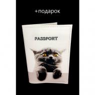 Обложка для паспорта , белый, черный Нет бренда