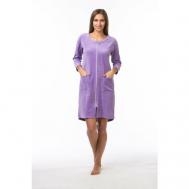 Халат  средней длины, укороченный рукав, карманы, банный, размер 50, фиолетовый Оддис