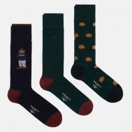 Носки  унисекс , 3 пары, размер 40-43, зеленый, красный Hackett London
