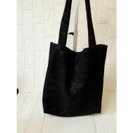 Сумка  шоппер  повседневная, натуральная кожа, внутренний карман, черный Elena leather bag
