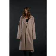 Пальто   демисезонное, шерсть, силуэт прямой, удлиненное, размер XS, бежевый ZNWR