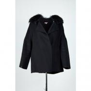 Пальто  демисезонное, шерсть, размер 42, черный Parosh