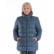 куртка   зимняя, средней длины, силуэт свободный, капюшон, карманы, размер 58, синий BELLEB
