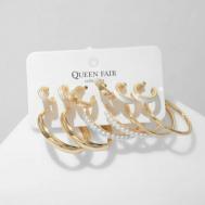 Серьги цепочки , пластик, эмаль, белый, золотой Queen fair