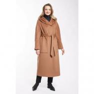 Пальто  демисезонное, шерсть, силуэт прямой, удлиненное, размер 44, бежевый Modetta_style