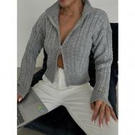 Джемпер, шерсть, длинный рукав, прилегающий силуэт, укороченный, вязаный, размер 42-48, серый COMFORT HOODIES