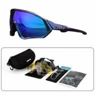 Солнцезащитные очки , сменные линзы, спортивные, поляризационные, зеркальные, фиолетовый Kapvoe