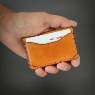 Кредитница  визитница-раст, натуральная кожа, 4 кармана для карт, 8 визиток, оранжевый ALT Handmade Work