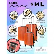 Комплект чемоданов , 3 шт., 91 л, размер S/M/L, оранжевый LUFI