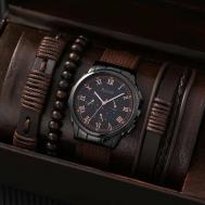 Наручные часы Мужские кварцевые часы с нейлоновым браслетом и фенечками, коричневый, черный Rclock