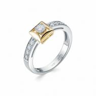 Кольцо помолвочное  1-11-1173-201 белое золото, 585 проба, родирование, бриллиант, размер 17.5, белый Белый бриллиант