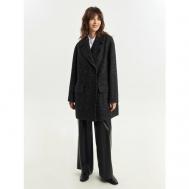 Пальто-пиджак   демисезонное, демисезон/зима, шерсть, силуэт прямой, укороченное, размер 48/170, серый Pompa