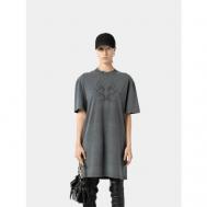 Платье-футболка , хлопок, прямой силуэт, до колена, размер S, серый Han Kjobenhavn
