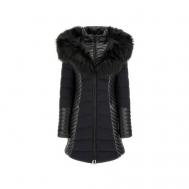 Пальто  , демисезон/зима, силуэт прямой, удлиненное, размер 48/L, черный Guess