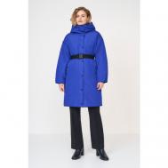 куртка  , демисезон/зима, силуэт прямой, капюшон, карманы, пояс/ремень, ветрозащитная, утепленная, манжеты, размер XS, синий Baon