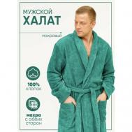 Халат , длинный рукав, карманы, банный халат, размер 54, зеленый Нет бренда