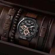 Наручные часы Мужские кварцевые часы с нейлоновым браслетом и фенечками, черный Liandu