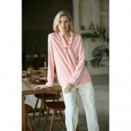 Блуза  , классический стиль, свободный силуэт, однотонная, размер s, розовый EDGE