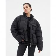 куртка  Dubbo, демисезон/зима, силуэт свободный, без капюшона, карманы, манжеты, утепленная, подкладка, размер M, черный BLCV