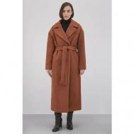 Пальто-халат   демисезонное, демисезон/зима, силуэт прямой, средней длины, размер M, коричневый I Am Studio
