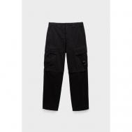 Брюки карго  microreps loose cargo pants зимние, повседневные, свободный силуэт, карманы, размер 46, черный C.P. COMPANY
