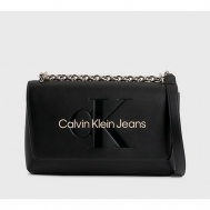 Сумка  клатч , фактура гладкая, черный Calvin Klein