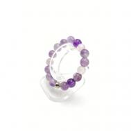 Кольцо, аметист, из бусин, размер 18, фиолетовый Hrustalek