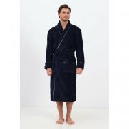 Халат , длинный рукав, банный халат, карманы, пояс/ремень, размер M, синий Luisa Moretti