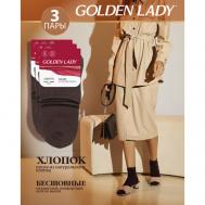 Носки , 3 пары, 3 уп., размер 39-41, коричневый GOLDEN LADY