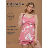 Пижама , размер 50, белый, розовый Алтекс