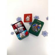 Носки , 3 пары, классические, подарочная упаковка, на Новый год, на 23 февраля, фантазийные, размер 41-46, голубой, красный Turkan