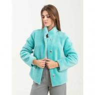 Куртка , овчина, укороченная, силуэт прямой, размер 40, бирюзовый RIA