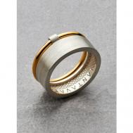 Кольцо обручальное Двойное широкое серебряное кольцо с позолотой, серебро, 925 проба, золочение, размер 21.5, золотой, серебряный ANTAVA
