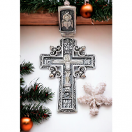 Крестик Серебряный православный крест с большим ушком, серебро, 925 проба, чернение, размер 8 см. ТПК леона