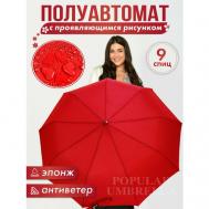 Зонт , полуавтомат, 3 сложения, купол 102 см., 9 спиц, система «антиветер», чехол в комплекте, для женщин, бордовый Lantana Umbrella