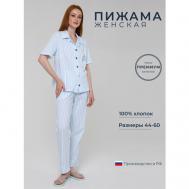 Пижама , размер 54, белый, голубой Алтекс