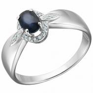 Перстень Серебряное кольцо 925 пробы с Сапфиром и Фианитами, серебро, 925 проба, родирование, сапфир, фианит, бесцветный, серебряный UVI Ювелирочка