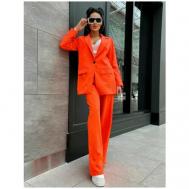 Костюм-тройка , топ и брюки, повседневный стиль, размер 42, оранжевый Все такие модные