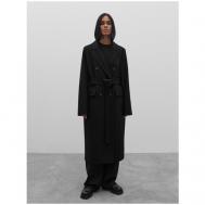 Пальто   демисезонное, шерсть, силуэт прямой, средней длины, размер XXS, черный GATE31
