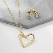 Комплект бижутерии Гарнитур 2 предмета: серьги, кулон "Сердце" изогнутое, цвет золото, 40 см, золотой ProMarket