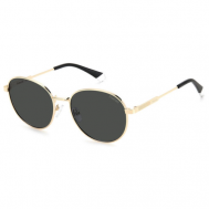 Солнцезащитные очки , круглые, оправа: металл, поляризационные, с защитой от УФ, золотой Polaroid