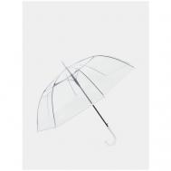 Зонт-трость , полуавтомат, купол 92 см., 8 спиц, прозрачный, белый STYLE