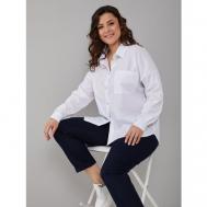 Рубашка  , повседневный стиль, оверсайз, длинный рукав, карманы, однотонная, размер 46, белый Алтекс