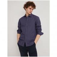 Рубашка , деловой стиль, прямой силуэт, длинный рукав, манжеты, карманы, в клетку, размер XL, фиолетовый ZOLLA