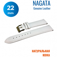 Ремешок , фактура гладкая, матовая, диаметр шпильки 1.5 мм, размер 22мм, белый Nagata